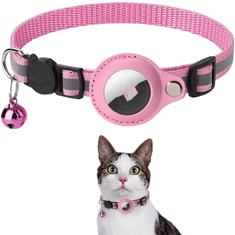 Waterproof Reflective Pet Collar with AirTag Case – Nylon Adjustable Collar for Cats & Dogs