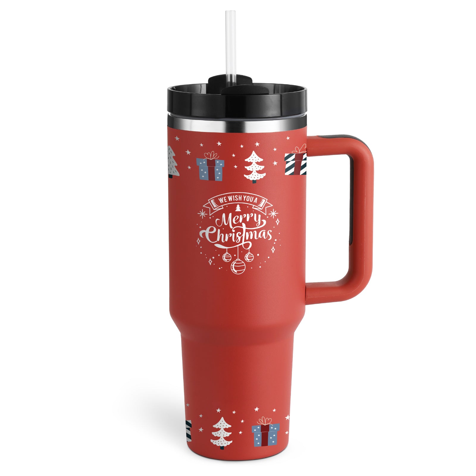 40oz Insulated Tumbler with Handle & Straw – Vacuum Travel Cup