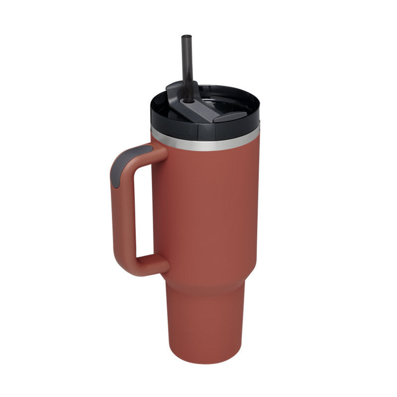 40oz Insulated Tumbler with Handle & Straw – Vacuum Travel Cup