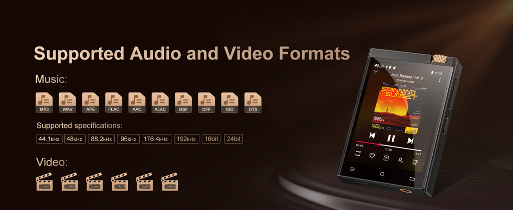 Hi-Fi MP3 Player with Bluetooth and WiFi, Oilsky Lossless DSD High-Resolution Digital Audio with 64GB Memory Card up to 1TB