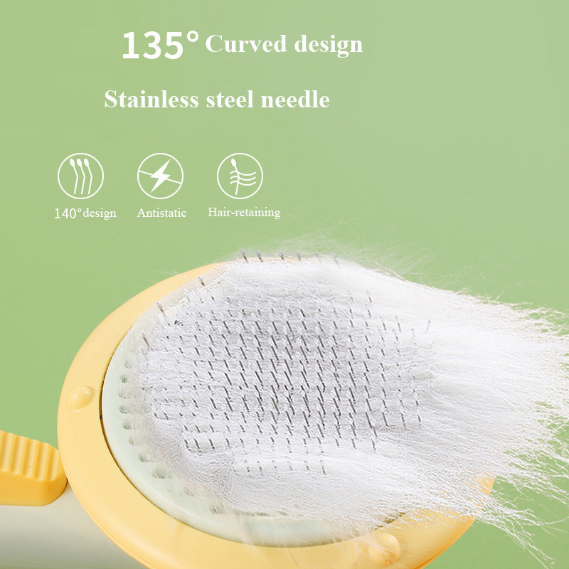 Self-Cleaning Cat Brush – Handheld Steel Wire Comb for Easy Hair Removal