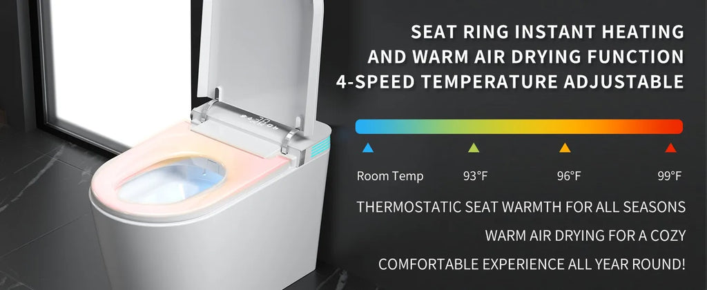 Smart Toilet with Bidet Built In, One Piece Bidet with 85MM Heated Seat, Voice Control, Warm Water Sprayer & Dryer, Foam Shield