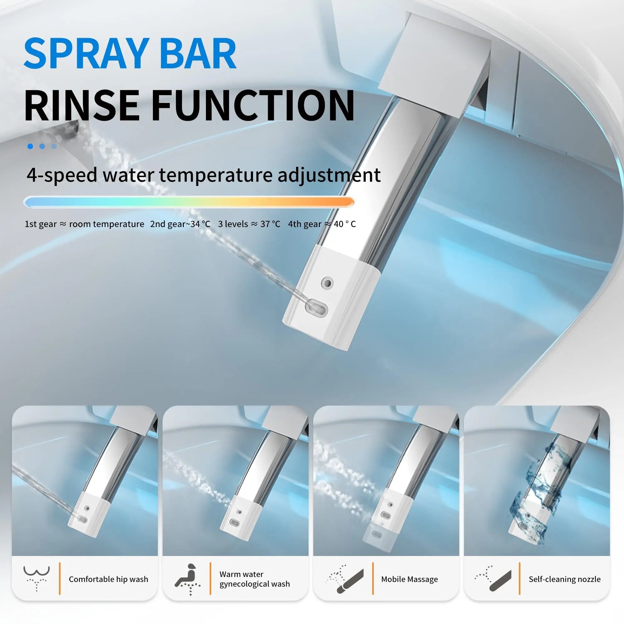 Smart Toilet with Bidet Built In, One Piece Bidet with 85MM Heated Seat, Voice Control, Warm Water Sprayer & Dryer, Foam Shield