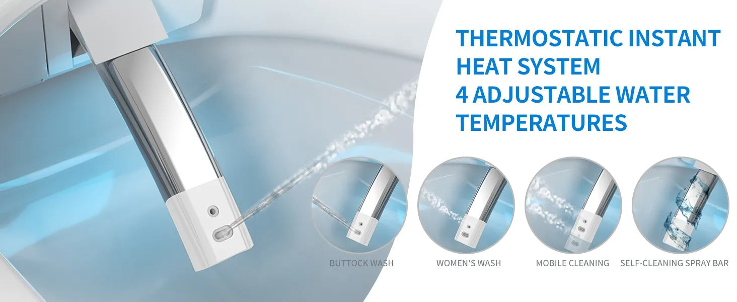 Smart Toilet with Bidet Built In, One Piece Bidet with 85MM Heated Seat, Voice Control, Warm Water Sprayer & Dryer, Foam Shield