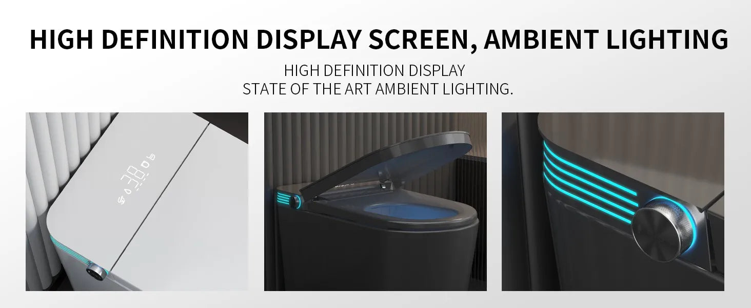 Smart Toilet with Bidet Built In, One Piece Bidet with 85MM Heated Seat, Voice Control, Warm Water Sprayer & Dryer, Foam Shield