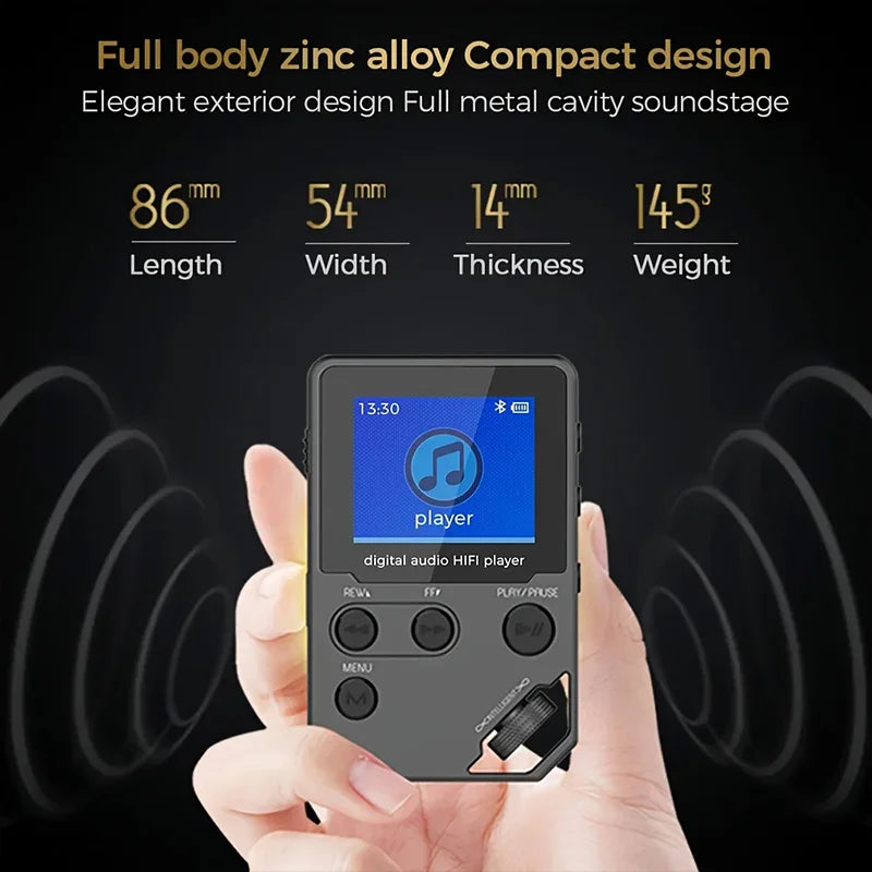 C5 8GB Lossless Bluetooth MP3 Music Player, Zinc Alloy Body,Rotary Controls,Wireless Connection,FM Radio,Voice Recorder