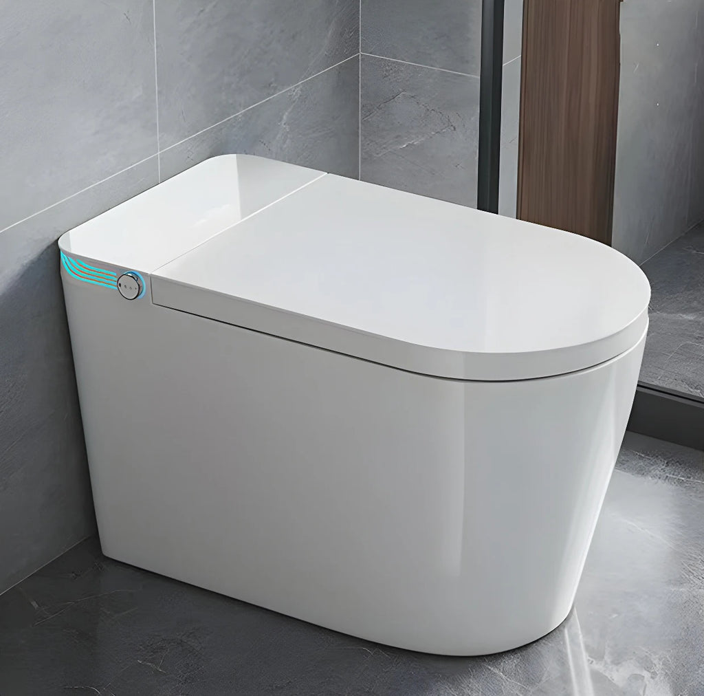 Smart Toilet with Bidet Built In, One Piece Bidet with 85MM Heated Seat, Voice Control, Warm Water Sprayer & Dryer, Foam Shield