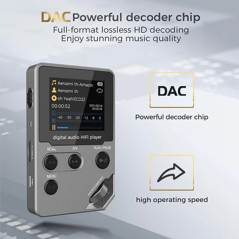 C5 8GB Lossless Bluetooth MP3 Music Player, Zinc Alloy Body,Rotary Controls,Wireless Connection,FM Radio,Voice Recorder