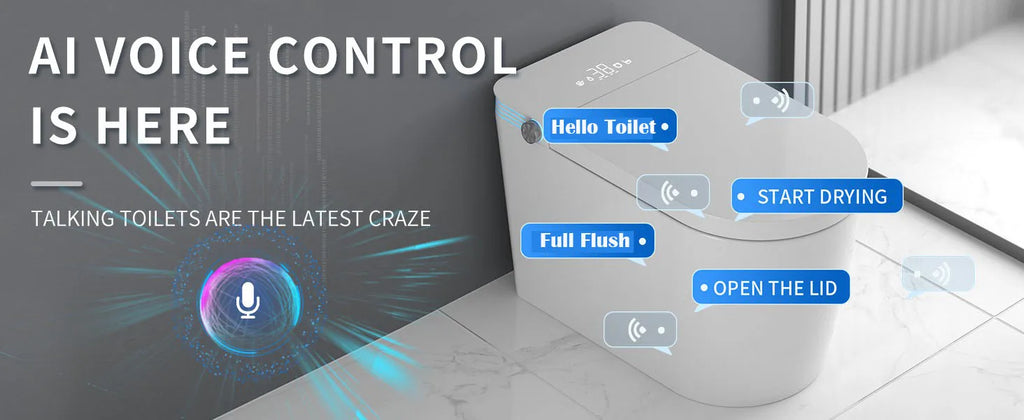 Smart Toilet with Bidet Built In, One Piece Bidet with 85MM Heated Seat, Voice Control, Warm Water Sprayer & Dryer, Foam Shield