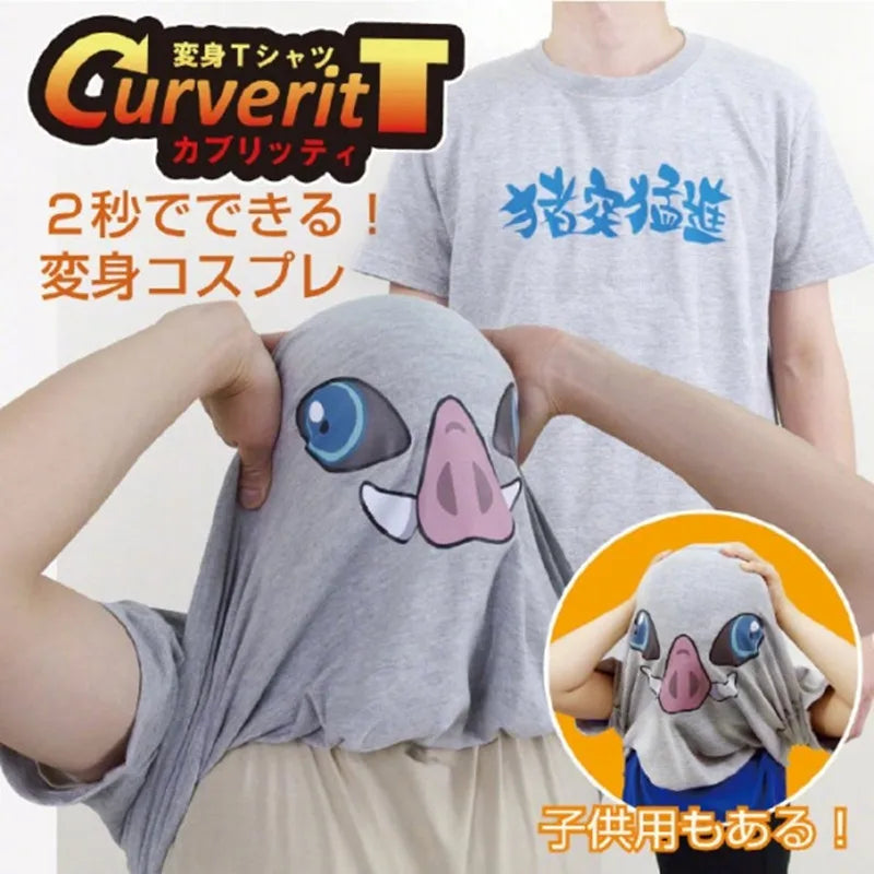 Anime Hashibira Inosuke Cosplay T-shirts for Man Women Summer Print Unisex Fashion Tshirt