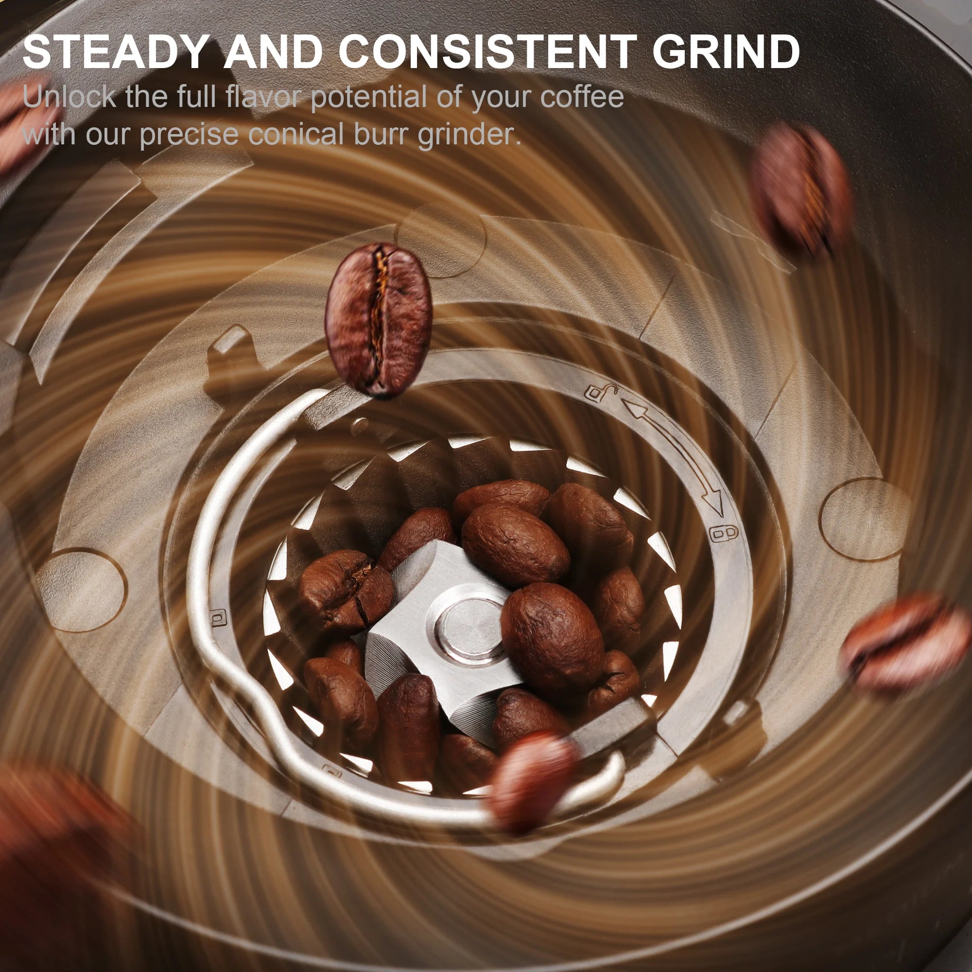 BioloMix Automatic Burr Mill Electric Coffee Grinder with 30 Gears for Espresso American Coffee Pour Over Visual Bean Storage