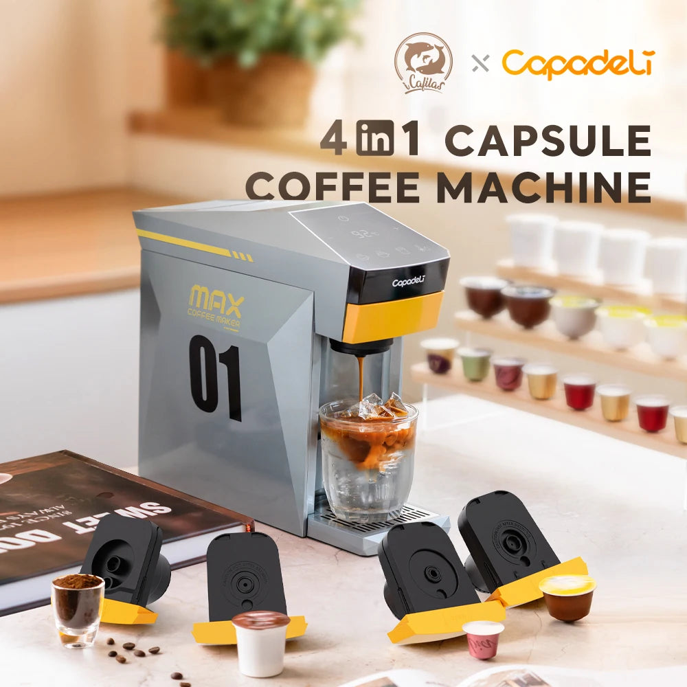 4-in-1 Espresso Machine Compatible with K Cup Pods Nes Original Capsule DG Capsules and Ground Coffee