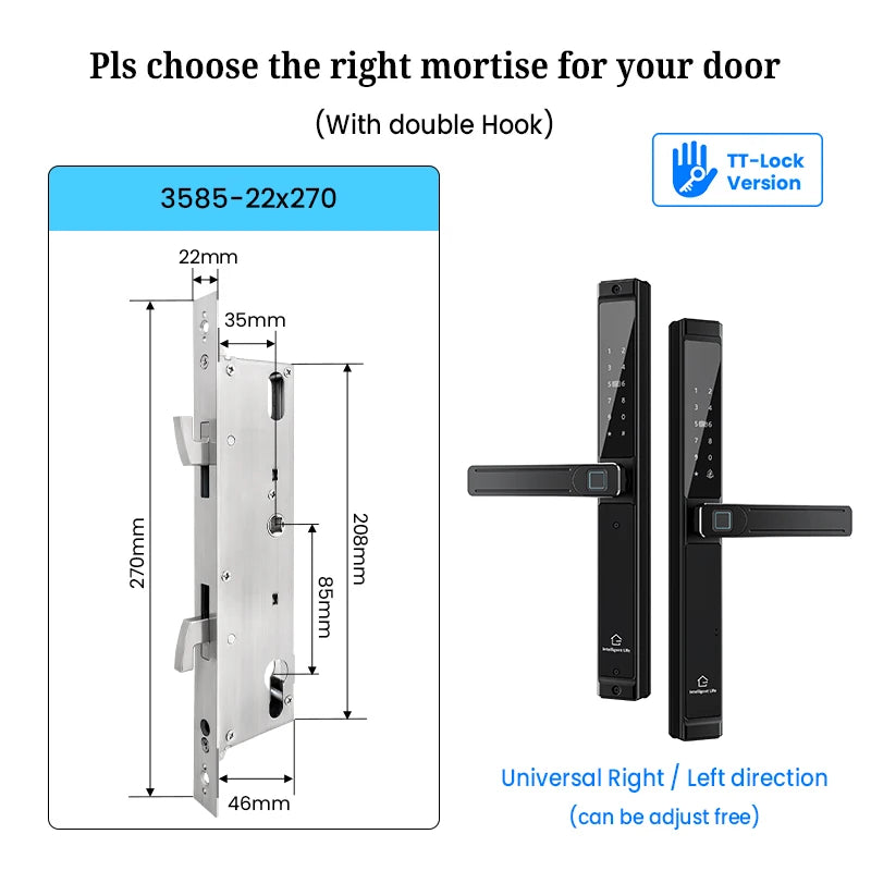 Waterproof Double-sided Gate Lock Fingerprint Lock APP RFID Code Keyless Smart Lock Electronic Door Lock for Aluminum Door/Iron