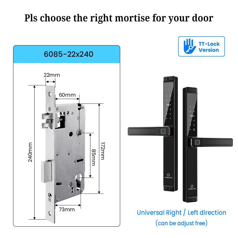 Waterproof Double-sided Gate Lock Fingerprint Lock APP RFID Code Keyless Smart Lock Electronic Door Lock for Aluminum Door/Iron