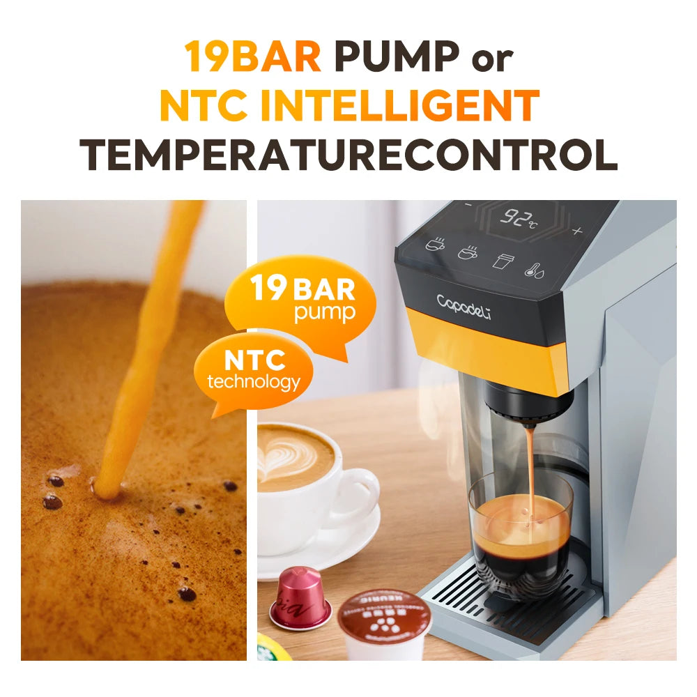 4-in-1 Espresso Machine Compatible with K Cup Pods Nes Original Capsule DG Capsules and Ground Coffee