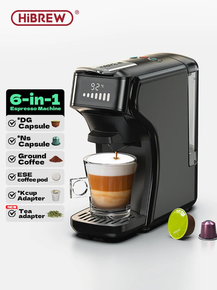 HiBREW 6in1 Capsule Coffee Machine Hot/Cold Multiple Espresso Cafetera Cappuccino Coffee Maker Dolce Gusto Nespresso Powder H1B