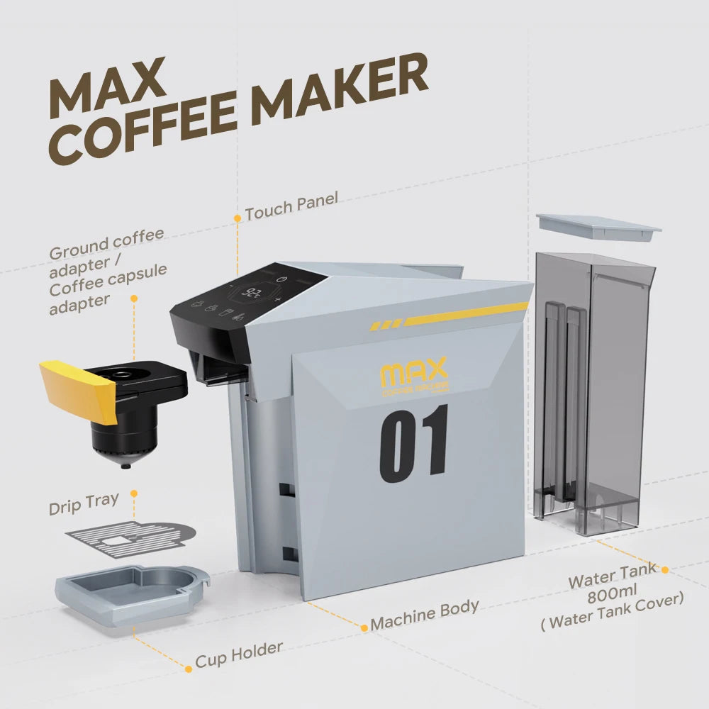 4-in-1 Espresso Machine Compatible with K Cup Pods Nes Original Capsule DG Capsules and Ground Coffee