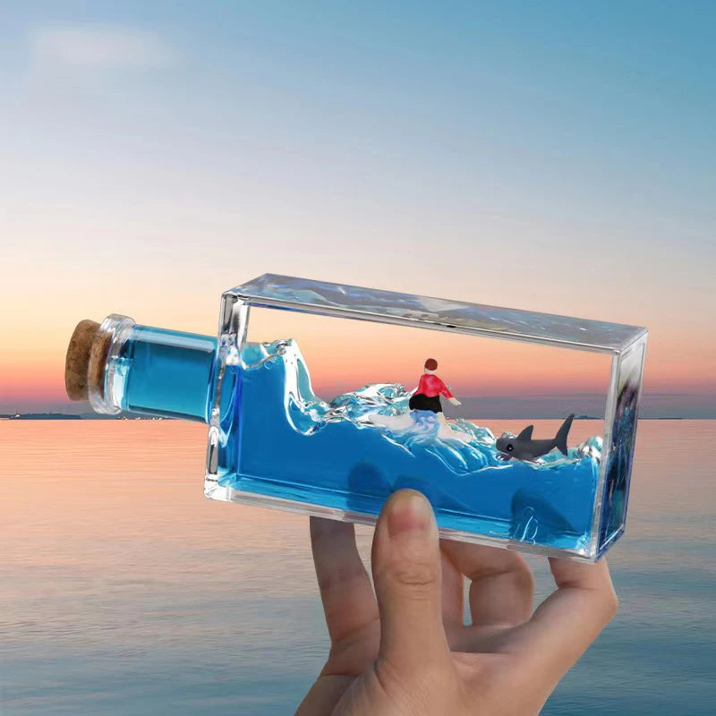 Black Pearl Ghost Cruise Ship Drift Bottle Fluid Hourglass Floating Boat Office Desktop Ornament Home Decor Decompression Gifts