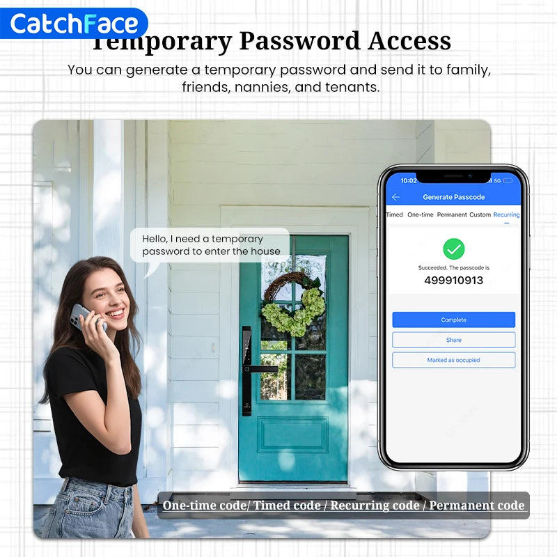 Waterproof Double-sided Gate Lock Fingerprint Lock APP RFID Code Keyless Smart Lock Electronic Door Lock for Aluminum Door/Iron