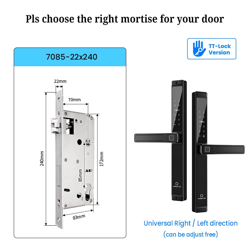 Waterproof Double-sided Gate Lock Fingerprint Lock APP RFID Code Keyless Smart Lock Electronic Door Lock for Aluminum Door/Iron