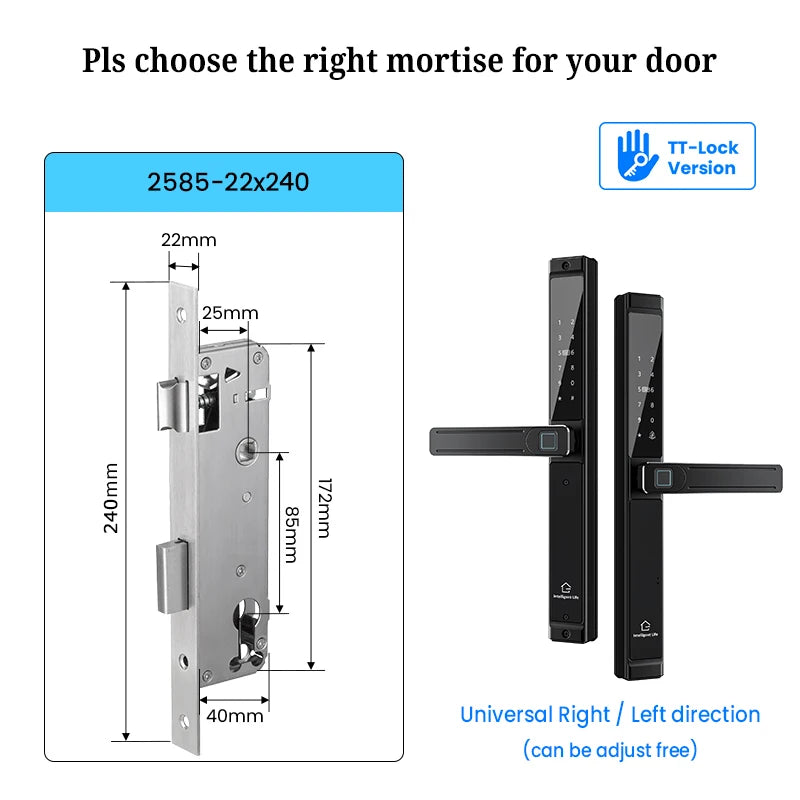 Waterproof Double-sided Gate Lock Fingerprint Lock APP RFID Code Keyless Smart Lock Electronic Door Lock for Aluminum Door/Iron