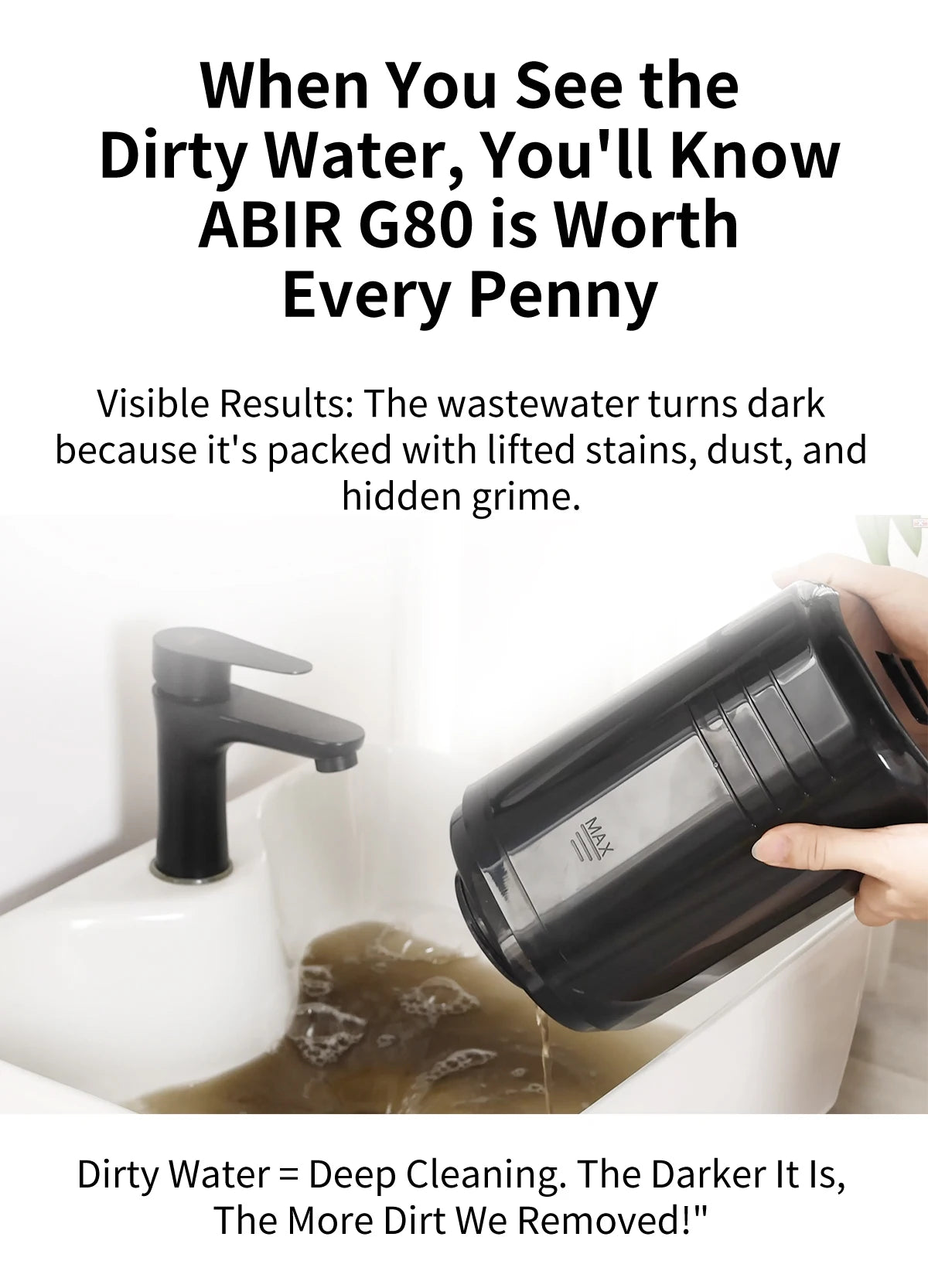 Handheld Carpet Cleaner ABIR G80,150000PA Wet Dry Vacuum Cleaner for Home Sofa Window Car Pet Upholstery Spot Farbric Cleaner