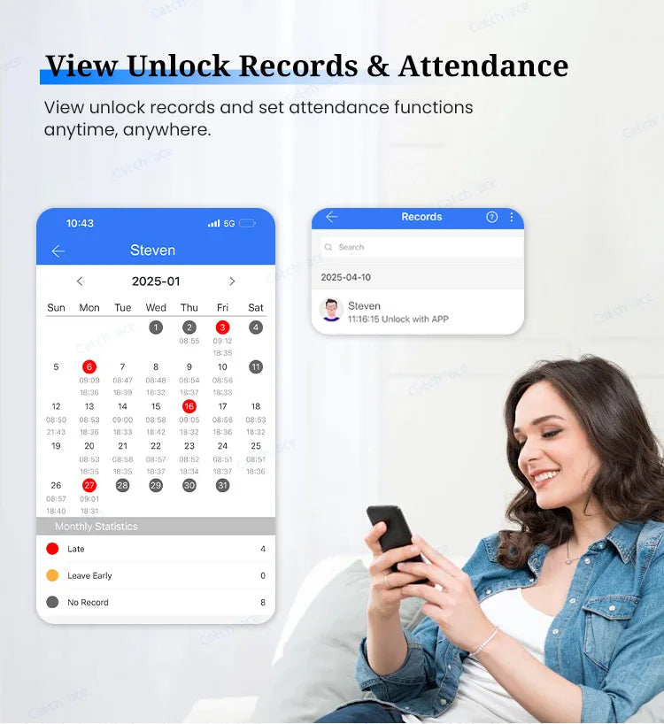 Waterproof Double-sided Gate Lock Fingerprint Lock APP RFID Code Keyless Smart Lock Electronic Door Lock for Aluminum Door/Iron