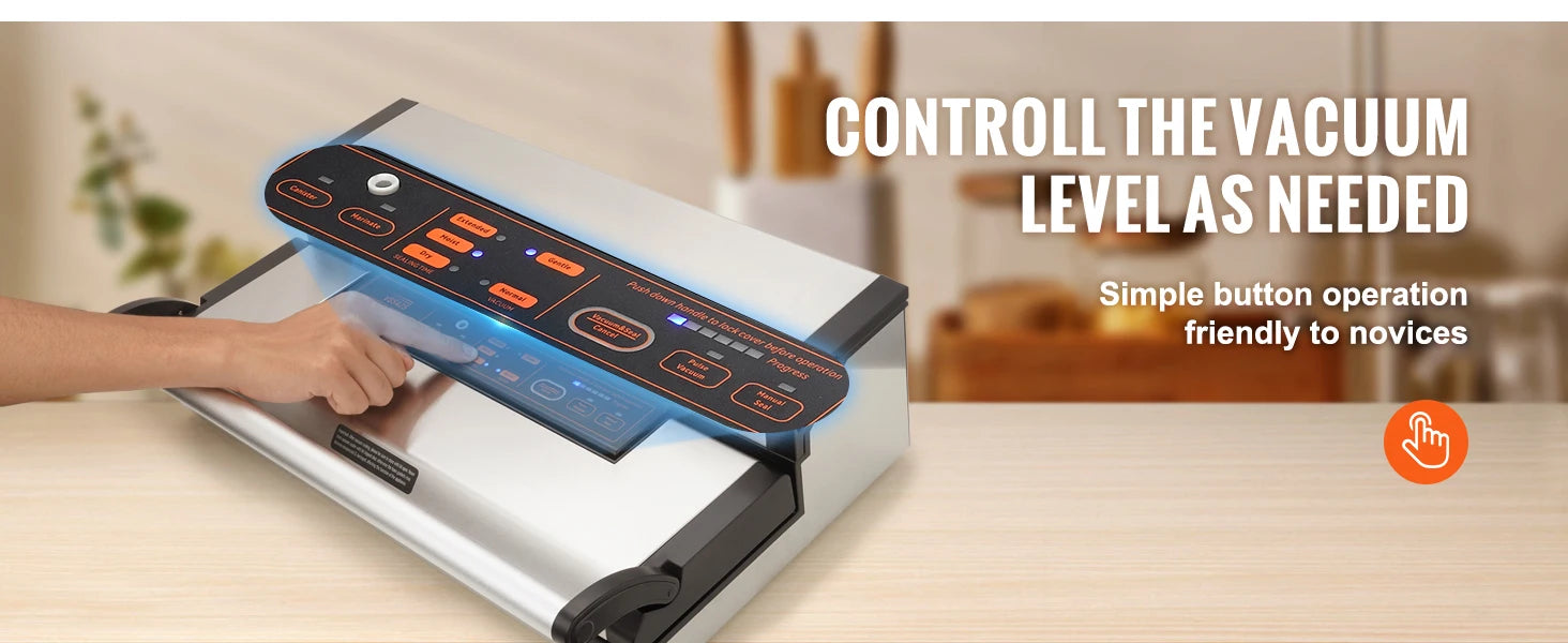 SucceBuy Commercial Vacuum Sealer Machine Multifunction Automatic Food Packaging with Bag Roll Storage Cutter for Home Kitchen