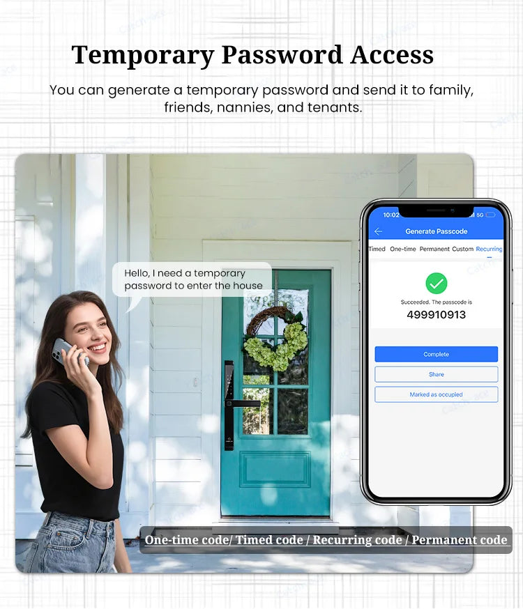 Waterproof Double-sided Gate Lock Fingerprint Lock APP RFID Code Keyless Smart Lock Electronic Door Lock for Aluminum Door/Iron