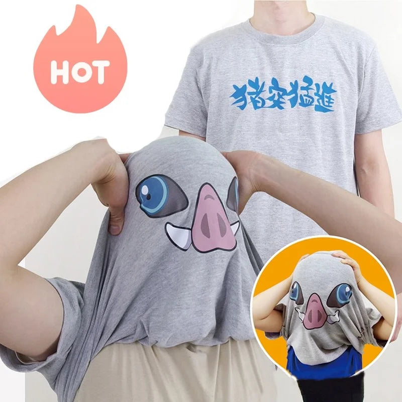 Anime Hashibira Inosuke Cosplay T-shirts for Man Women Summer Print Unisex Fashion Tshirt