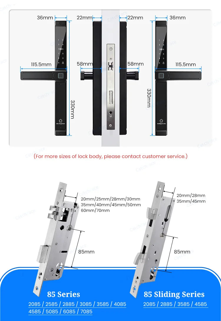 Waterproof Double-sided Gate Lock Fingerprint Lock APP RFID Code Keyless Smart Lock Electronic Door Lock for Aluminum Door/Iron