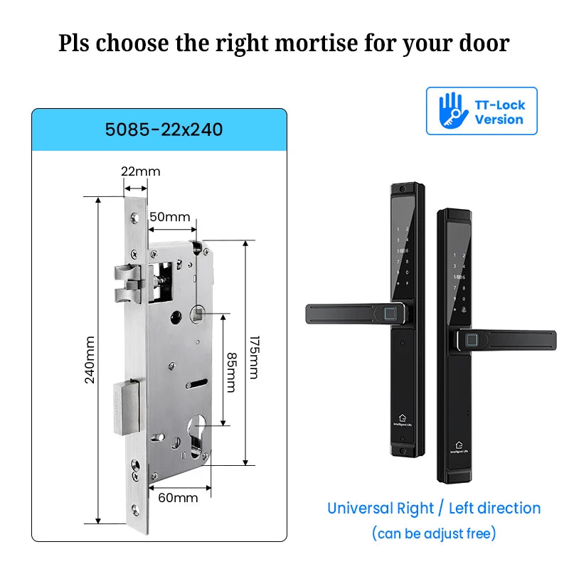 Waterproof Double-sided Gate Lock Fingerprint Lock APP RFID Code Keyless Smart Lock Electronic Door Lock for Aluminum Door/Iron