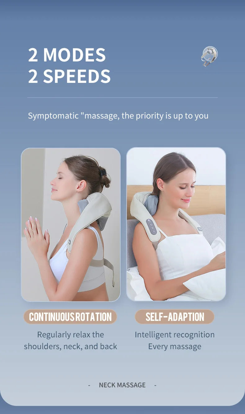 Foreverlily 26W Brushless Motor Neck And Shoulder Massager Wireless Shoulder And Back Kneading Massage Shawl Neck masajeador
