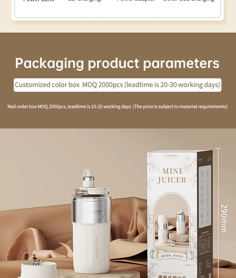 Insulated Juicer Double Layer Vacuum 304 Stainless Steel Juicers 350ml USB Charge Portable 26 Blades Strong Power Freesh Juicer