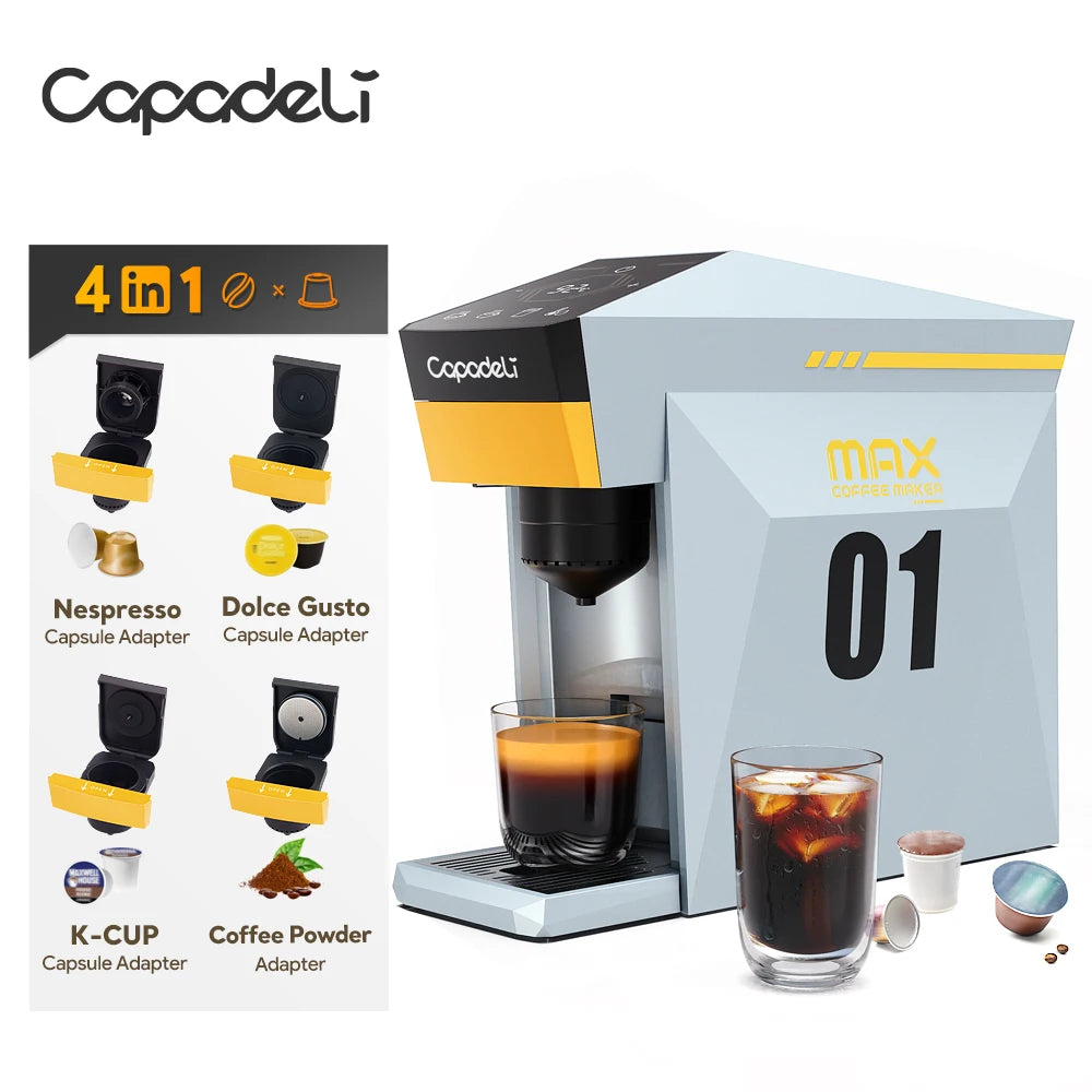 4-in-1 Espresso Machine Compatible with K Cup Pods Nes Original Capsule DG Capsules and Ground Coffee