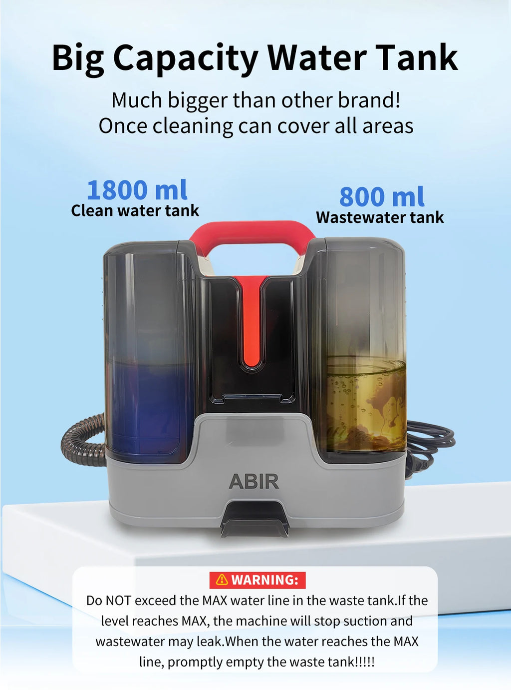 Handheld Carpet Cleaner ABIR G80,150000PA Wet Dry Vacuum Cleaner for Home Sofa Window Car Pet Upholstery Spot Farbric Cleaner