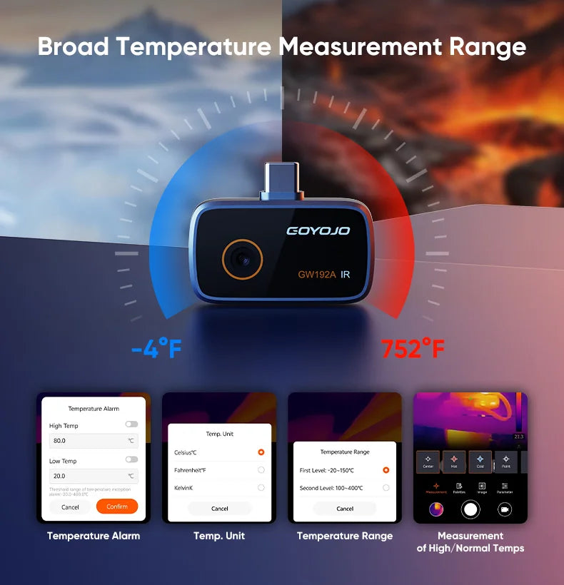 GW192A New Thermal Imaging Camera for Android Phone Infrared Thermal Imager Inspection Repair Thermographic Camera Thermal Scope
