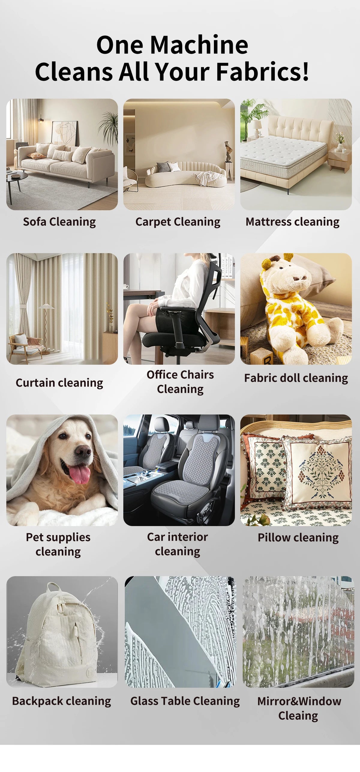 Handheld Carpet Cleaner ABIR G80,150000PA Wet Dry Vacuum Cleaner for Home Sofa Window Car Pet Upholstery Spot Farbric Cleaner