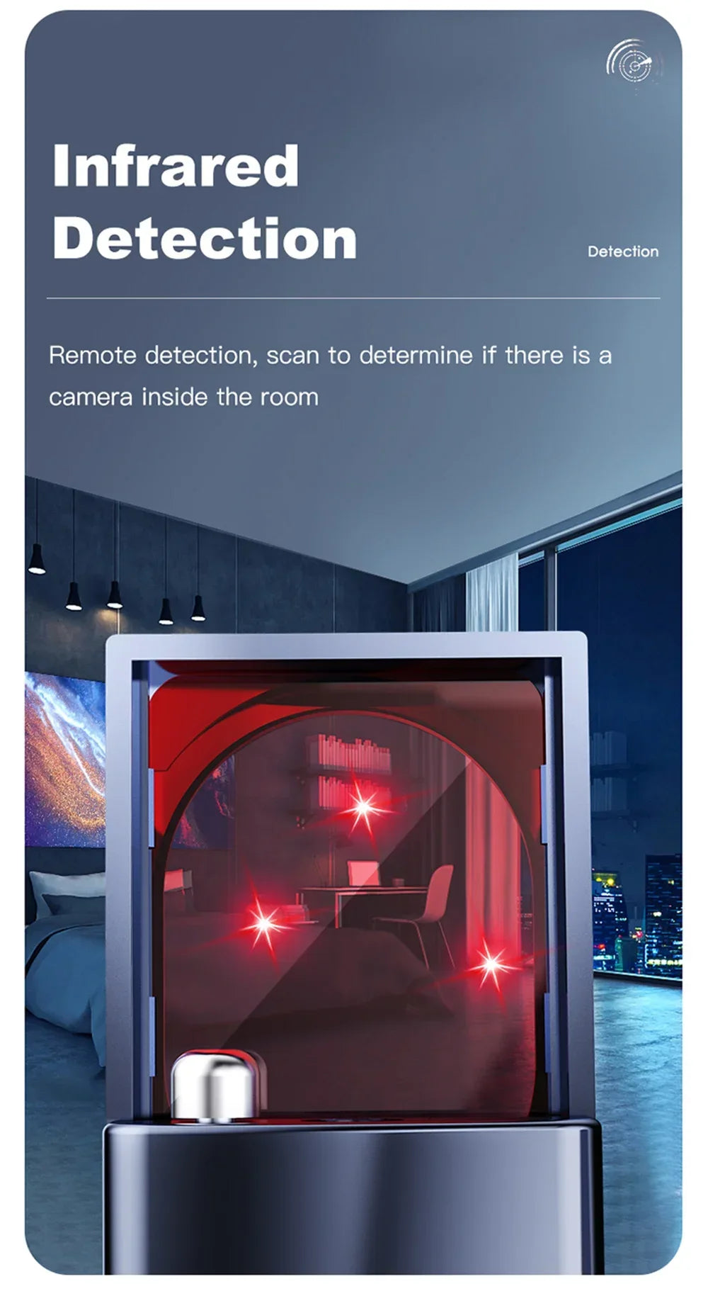 Hidden Camera Detector Anti-Spy Car GPS Tracker Listening Device Bug RF Wireless All Signal Scanner Gadget Security Protection