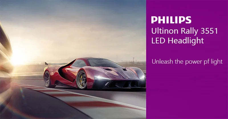 Philips Ultinon Rally 3551 LED H4 H7 H11 HB3/4 H18 H19 HIR2 Car Headlight 6500K White Max Power 100W Max Lumen 9000lm LED Bulb