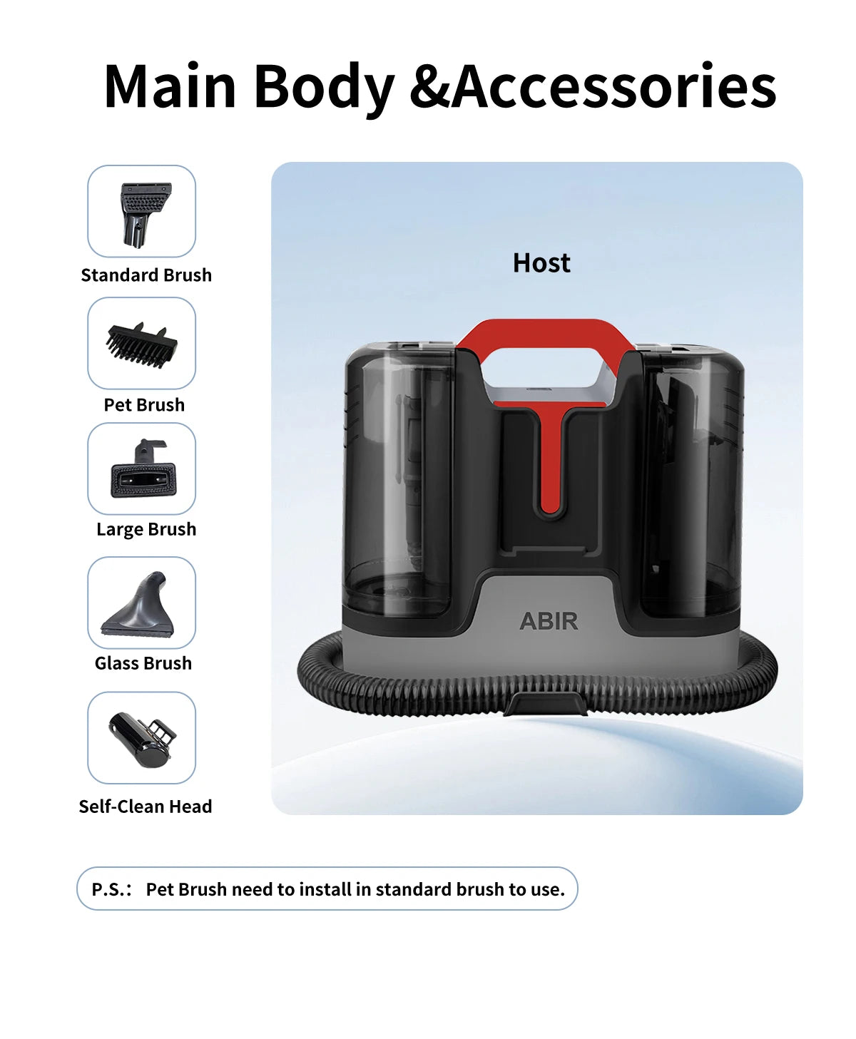 Handheld Carpet Cleaner ABIR G80,150000PA Wet Dry Vacuum Cleaner for Home Sofa Window Car Pet Upholstery Spot Farbric Cleaner