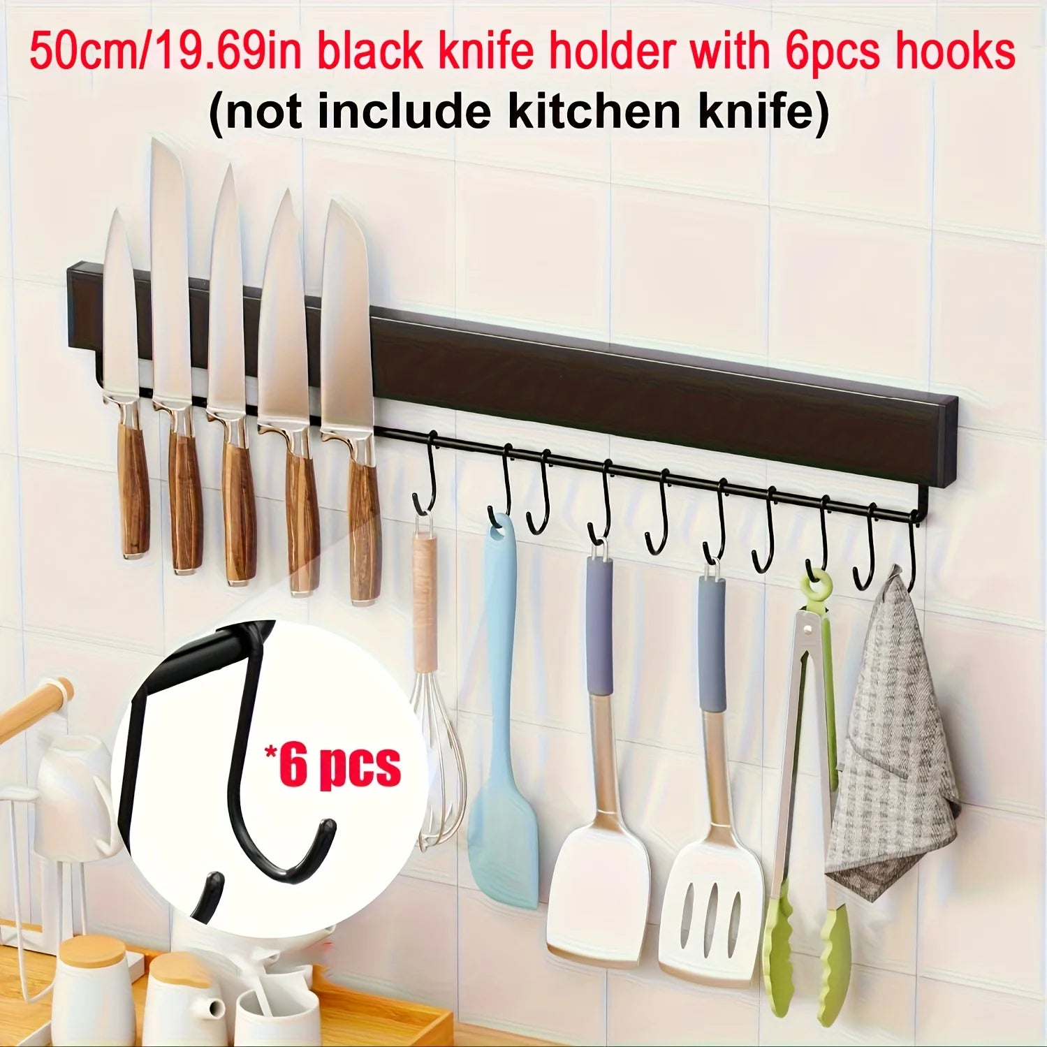 40CM 50CM Stainless Steel Knife Stand Magnetic Knife Holder Wall Block Storage Rack for Knives Kitchen Accessories Organizer