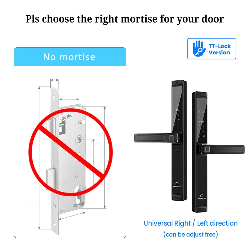 Waterproof Double-sided Gate Lock Fingerprint Lock APP RFID Code Keyless Smart Lock Electronic Door Lock for Aluminum Door/Iron