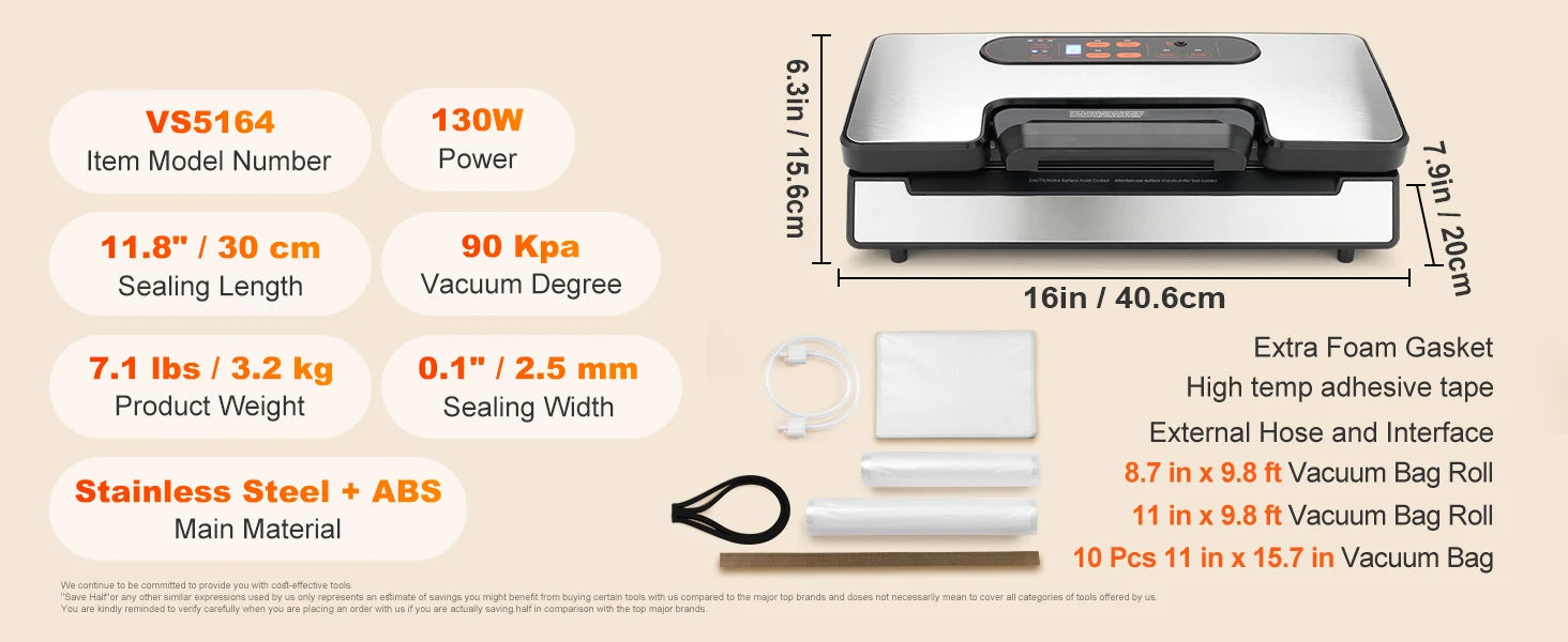 SucceBuy Commercial Vacuum Sealer Machine Multifunction Automatic Food Packaging with Bag Roll Storage Cutter for Home Kitchen