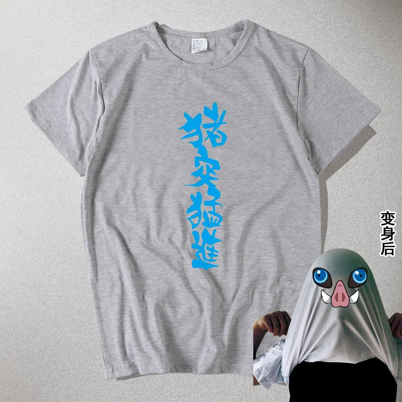 Anime Hashibira Inosuke Cosplay T-shirts for Man Women Summer Print Unisex Fashion Tshirt