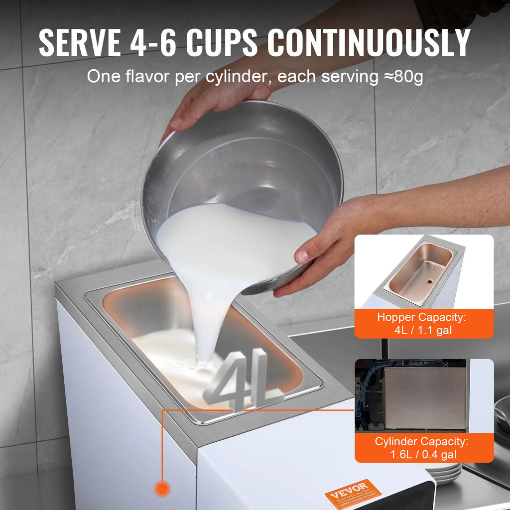 SucceBuy Commercial Ice Cream MachineSingle Flavor Countertop Soft Serve Ice Cream Maker Touch Screen Auto Clean Pre-cooling
