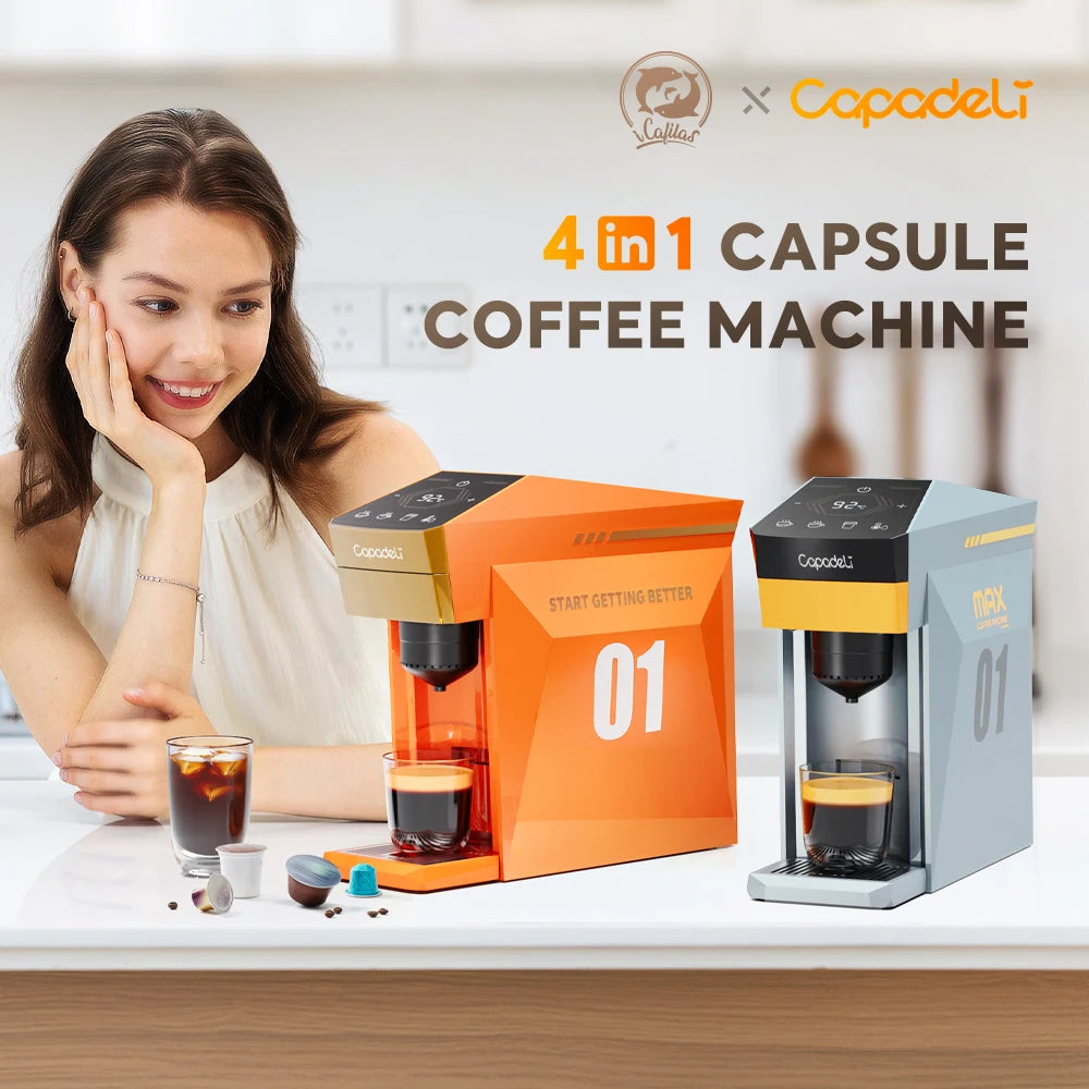 4-in-1 Espresso Machine Compatible with K Cup Pods Nes Original Capsule DG Capsules and Ground Coffee