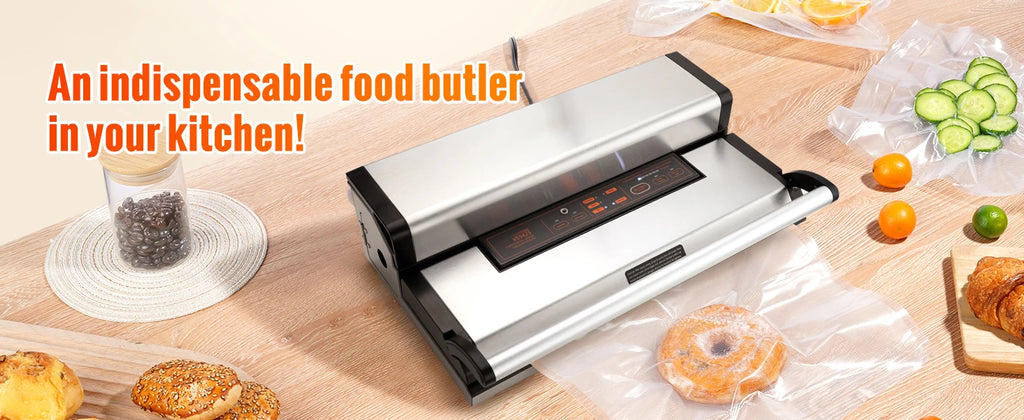 SucceBuy Commercial Vacuum Sealer Machine Multifunction Automatic Food Packaging with Bag Roll Storage Cutter for Home Kitchen