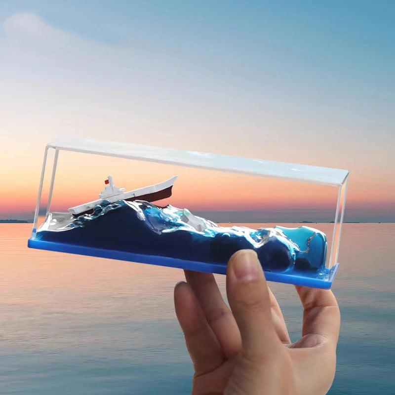 Black Pearl Ghost Cruise Ship Drift Bottle Fluid Hourglass Floating Boat Office Desktop Ornament Home Decor Decompression Gifts