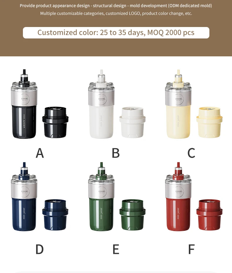 Insulated Juicer Double Layer Vacuum 304 Stainless Steel Juicers 350ml USB Charge Portable 26 Blades Strong Power Freesh Juicer